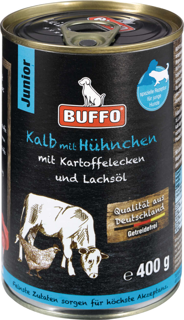 BUFFO Hunde-Nassfutter Leibgericht Junior Kalb & Hühnchen